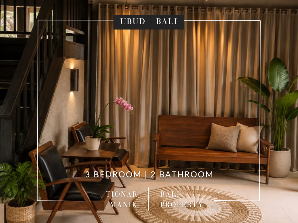 Rumah Sewa Nyaman Lokasi Ubud, Gianyar, LB 200m²