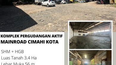 Jual Gudang Di Pusat Kota Cimahi bandung Dekat TOL Bisa Buat Pabrik,Showroam,Gudang Ekpedisi,Hotel harga NEgo Banget