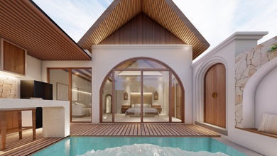 Villa Modern Mediterranean Leasehold Area Ubud, Full Furnished + Private Pool, Cocok untuk Investasi